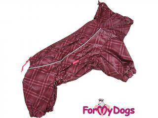 FOR MY DOGS pláštěnka BURGUNDY TARTAN, burgundská červeň 12/S