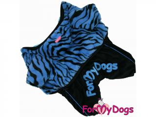 FOR MY DOGS Plyšový overal BLUE ZEBRA, modrý 12/S