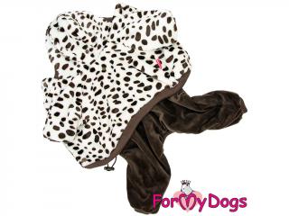 FOR MY DOGS Plyšový overal BROWN SPOTS, hnědý 16/L
