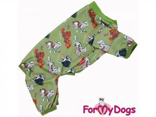 FOR MY DOGS Pyžamo KHAKI CRESTED, zelené 18/XL