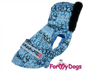 FOR MY DOGS Zimní bunda BLUE LETTERS, modrá 18/XL