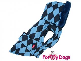 FOR MY DOGS Zimní bunda HARLEQUIN, modrá 10/XS