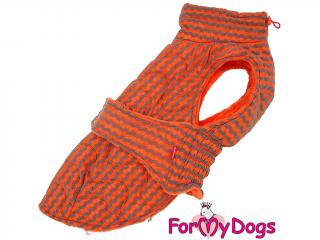 FOR MY DOGS Zimní bunda  pro jezevčíky ORANGE CHESS, oranžová TC1