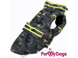 FOR MY DOGS Zimní bunda  pro jezevčíky YELLOW CAMOUFLAGE, šedá se žlutými prvky TC2