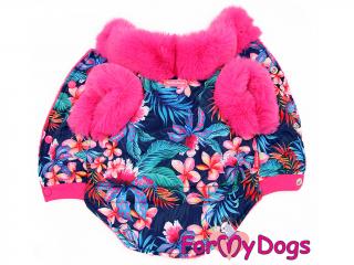 FOR MY DOGS Zimní bunda VIOLET PINK, Růžová/multicolor, 18/XL