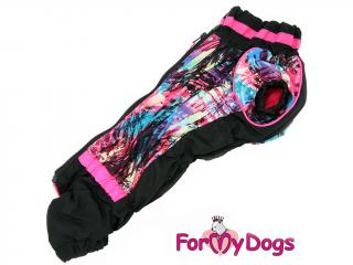 FOR MY DOGS Zimní overal FMD ABSTRACT PINK, Multicolor, TM1