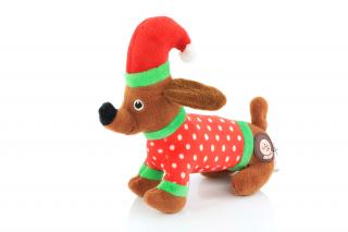 JK ANIMALS Pískací jezevčík s vánoční čepičkou, 17 cm