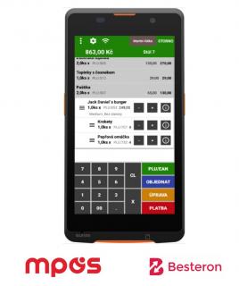 2 v 1 Platební terminál SUNMI P2 MINI + pokladní aplikace MAXI mobilní číšník