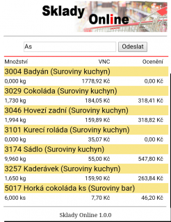 Sklady On-Line Tržby On-Line: 1 pokladna