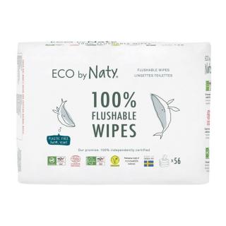 ECO by Naty vlhčené ubrousky bez vůně - splachovatelné - výhodné balení (3 x 56 ks)
