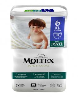 Moltex Pure & Nature Natahovací plenkové kalhotky XL+14 kg (18 ks)