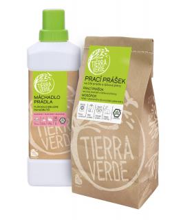 Tierra Verde Prací prášek na bílé prádlo a pleny 850 g + Máchadlo prádla 1 l