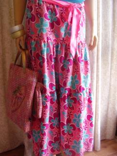 Kanýrová sukně-růžovotyrkysová