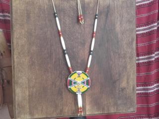 náhrdelník s korálkovou rozetou,rokajl,kostice,kovové korálky (cena za kus)