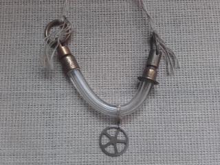 náhrdelník skleněná trubička,přívěsek sítko z výlevky (cena za kus)