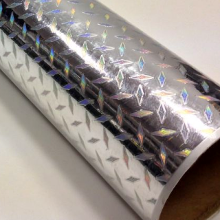 Diamond Plate mini holographic silver PRIME, stříbrná fólie s holografickým efektem100cmx61cm