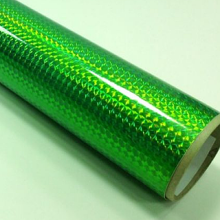 Fantasy 1/4 mosaic fluorescent green PRIME, fluorescentní zelená fólie s holografickým efektem100cmx61cm