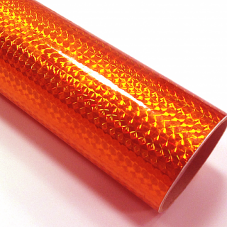 Fantasy 1/4 mosaic fluorescent orange PRIME, fl. oranžová fólie s holografickým efektem100cmx61cm