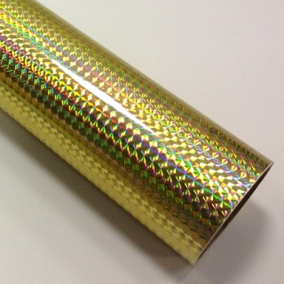 Fantasy 1/4 mosaic gold PRIME, zlatá fólie s holografickým efektem350cmx61cm