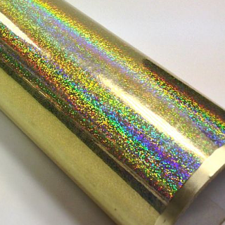 Fantasy holo gliter gold PRIME, zlatá fólie s holografickým efektem 100cmx61cm