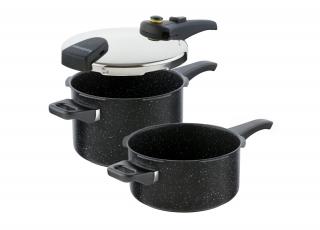KOLIMAX Sada tlakových hrnců BIOMAX s BIO ventilem, průměr 22cm, objem 6 l + 4 l, BLACK GRANITEC