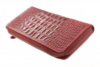 Dámská kožená červená designovaná peněženka penál- 750262 Kroko