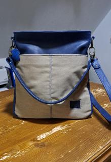 Dámská látková  kožená kabelka přes rameno Amálka - 576496 Barva: Modrá