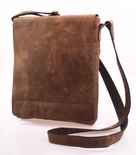 Dámská pánská kožená kabelka Helimann velká celá klopa - 564335
