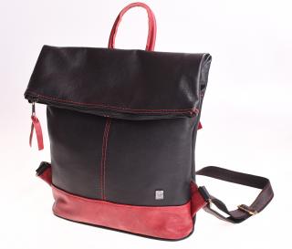 Dámský kožený batoh černý červený Irča 221614