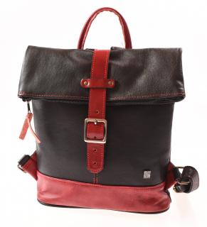 Dámský kožený batoh černý červený Irča II 222614