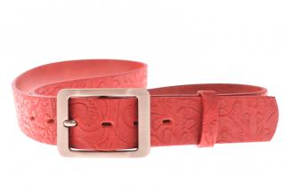 Dámský kožený opasek červený - 6159-V2-60 obvod pasu: 105cm