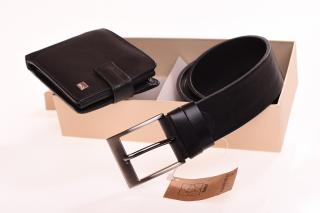 Dárkový set kožené peněženky a opasku pro muže černý S742212PL obvod pasu: 100cm