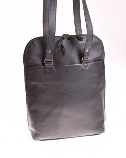 Kožený černý batoh - kožená kabelka - 21814