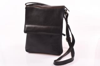 Luxusní černá kožená kabelka Heliman malý klopa - 57912