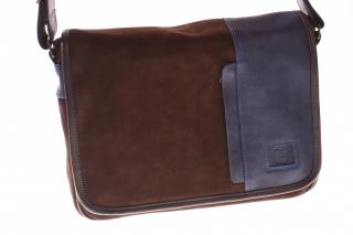 pánská kožená taška - 5826632 Barva: kombinovabá hnědá a modrá