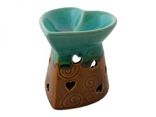 Aromalampa zelenohnědá srdce - výška 11 cm
