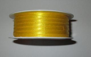 Atlasová stuha 3 mm oboulící český výrobek - sytě žlutá 212