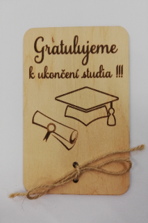 Darovací cedulka - 14 x 10 cm - Gratulujeme k ukončení studia