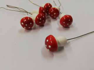 Dekorace plastová - muchomůrka 3cm na drátku