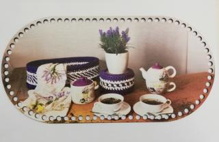 Dno na háčkované košíky  - překližka "Čajový dýchánek" ovál  - 40 x 20 cm (skladem)