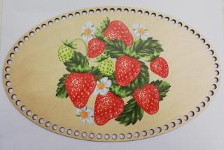 Dno na háčkované košíky  - překližka Jahody ovál  - 40 x 25 cm (skladem)