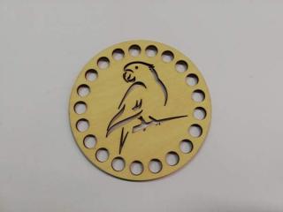 Dno na háčkované košíky  - překližka kruh papoušek 10 cm (skladem)