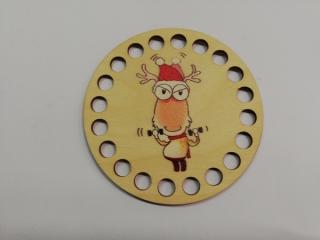 Dno na háčkované košíky  - překližka kruh vánoční sobík 2 10 cm (skladem)