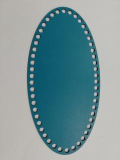 Dno na háčkované košíky  - překližka tyrkys elipsa  - 30 x 15 cm (skladem)