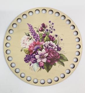 Dno/víko - kruh 15 cm - Fialové květy