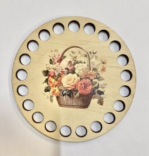 Dno/víko na háčkované košíky  - překližka kruh 10cm  - podzimní košík (skladem)