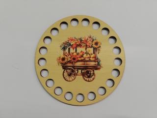Dno/víko na háčkované košíky  - překližka kruh 10cm  - podzimní vozík (skladem)