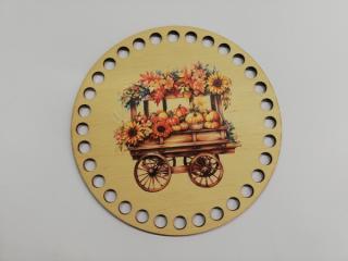 Dno/víko na háčkované košíky  - překližka kruh 15cm  - podzimní vozík (skladem)