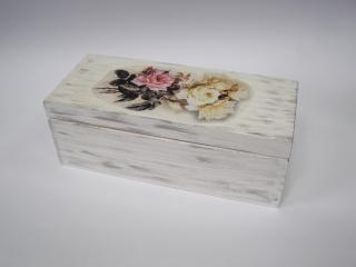 Dřevěná krabička - 3 přihrádky - Růže