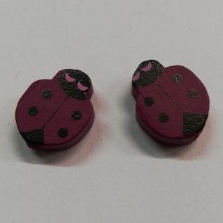 Dřevěné korálky beruška fialová - 14 x 19 mm